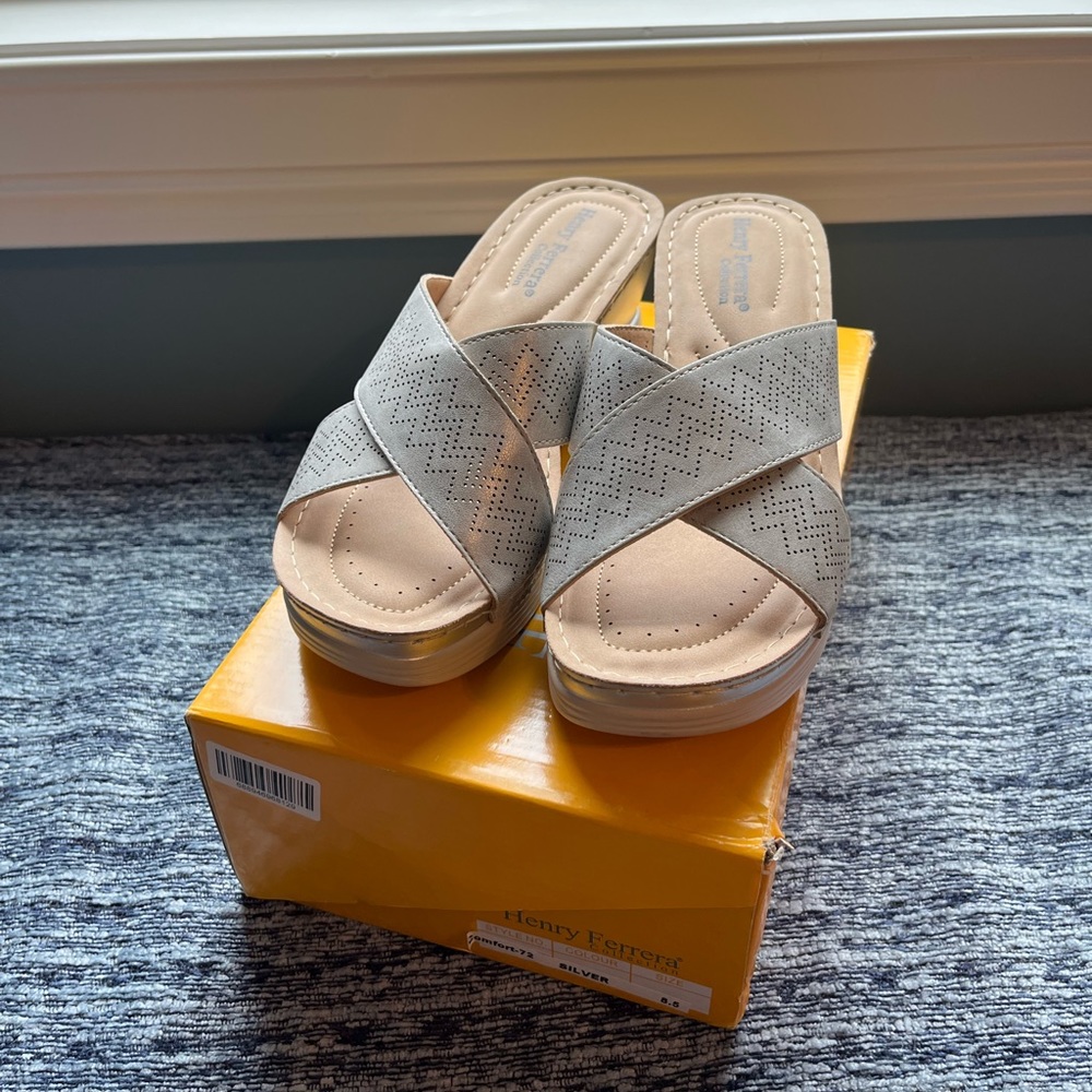 Henry Ferrera silver sandals